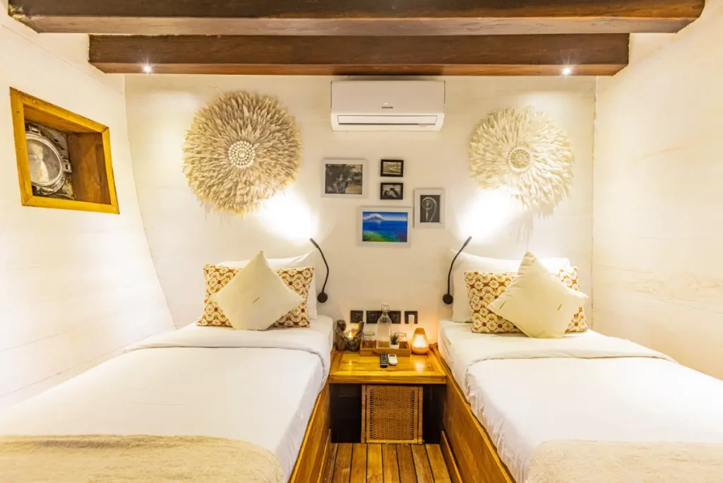 one bedroom with two beds