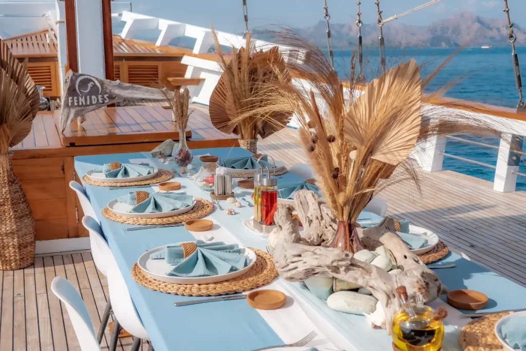 Elegantly set outdoor dining table