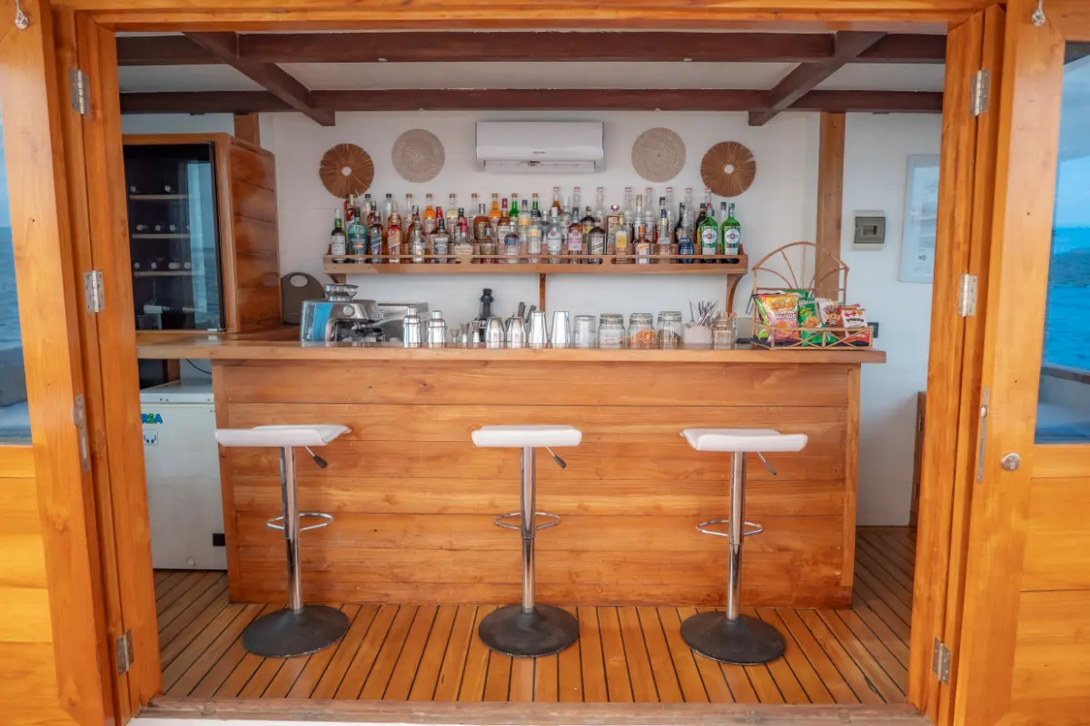 wooden infrastructure of mini bar