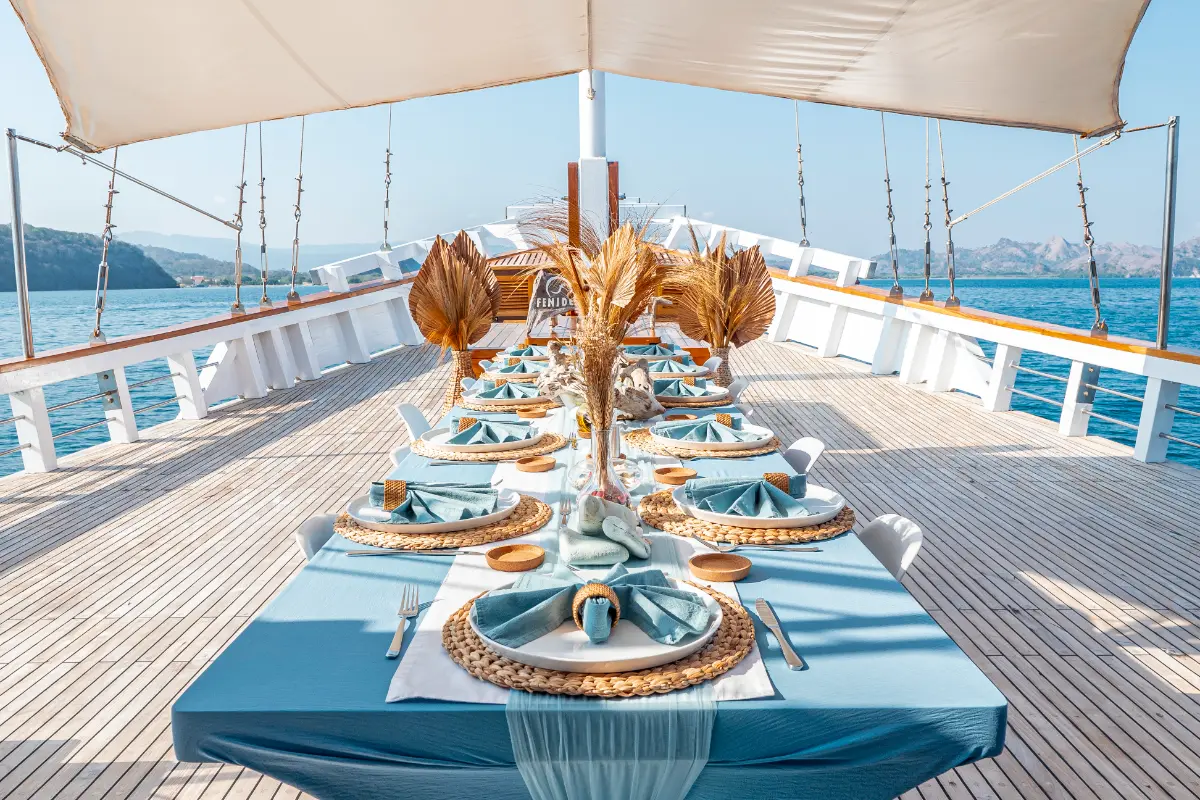 dinning area on a yacht