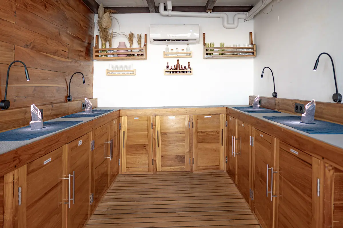 Modern wooden kitchen workspace