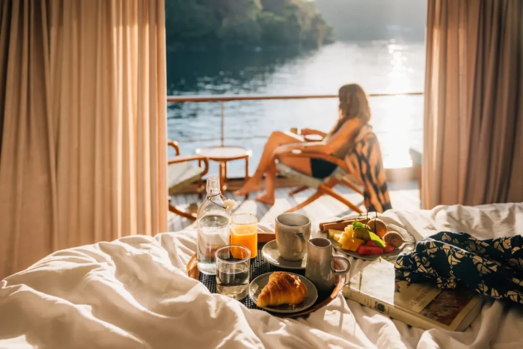 girl chilling her tea coffee and snacks