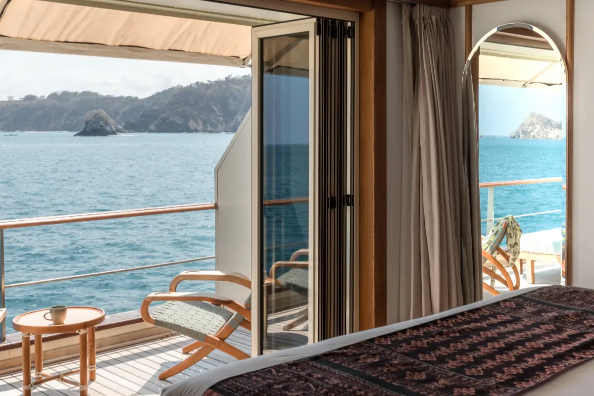 sitting area near sea on yacht