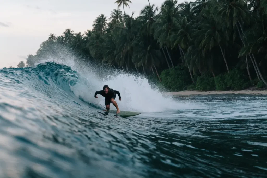 guy enjoying surfing