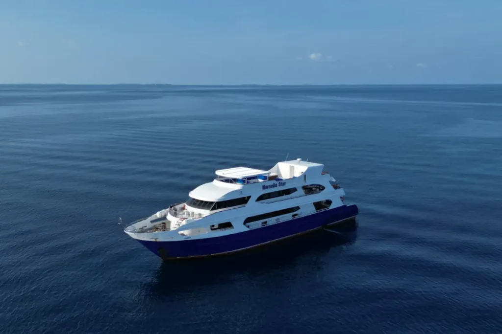 right top view of yacht